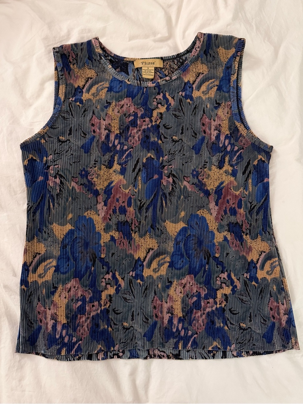 Plissé Vintage Pleated Floral Tank Top